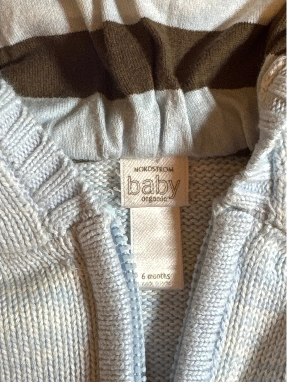 Nordstrom Baby Organic Knit Zip Hoodie Puppy Pocket 6 Months